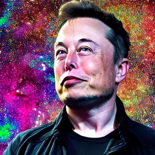 Prompt: “ elon musk on the joe rogan podcast trying dmt, psychedelic vivid photorealistic ”