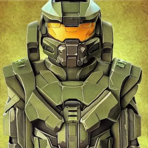 Prompt: “ master chief from the game halo, smoking weed with a joint in his mouth, enjoying the weed. ”