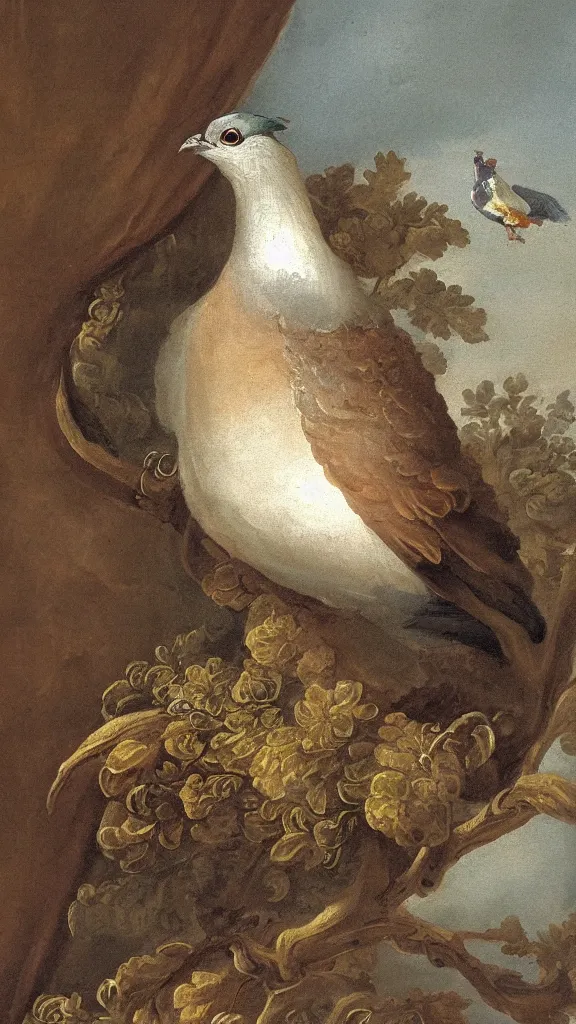 Image similar to rococo painting of a pigeon