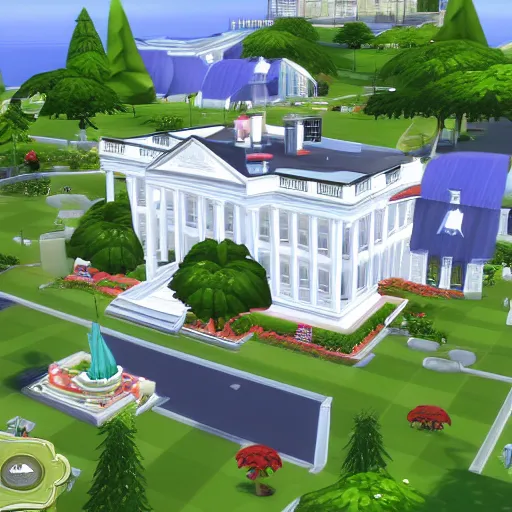 Prompt: the White House map in the style of the Sims 4