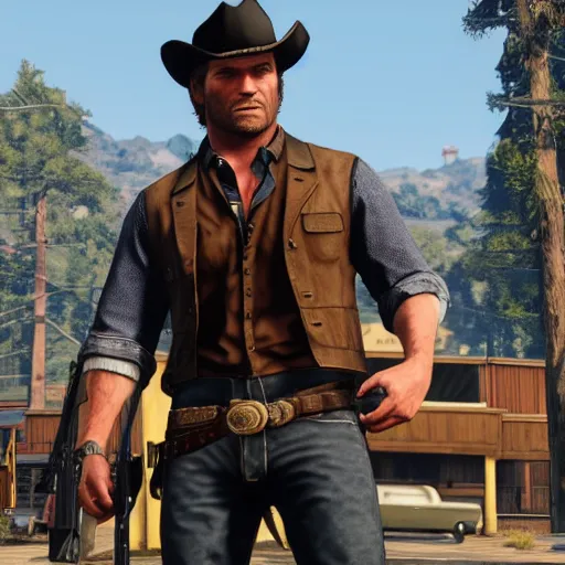 Image similar to Arthur Morgan in Gta 5, gameplay screenshot