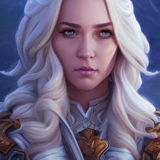 Image similar to jaina proudmoore character portrait, concept art, intricate details, highly detailed photorealistic portrait in the style of adam hughes, seseon yoon, artgerm and warren louw