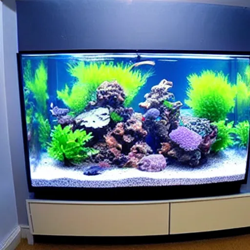 Prompt: fish tank in a tv