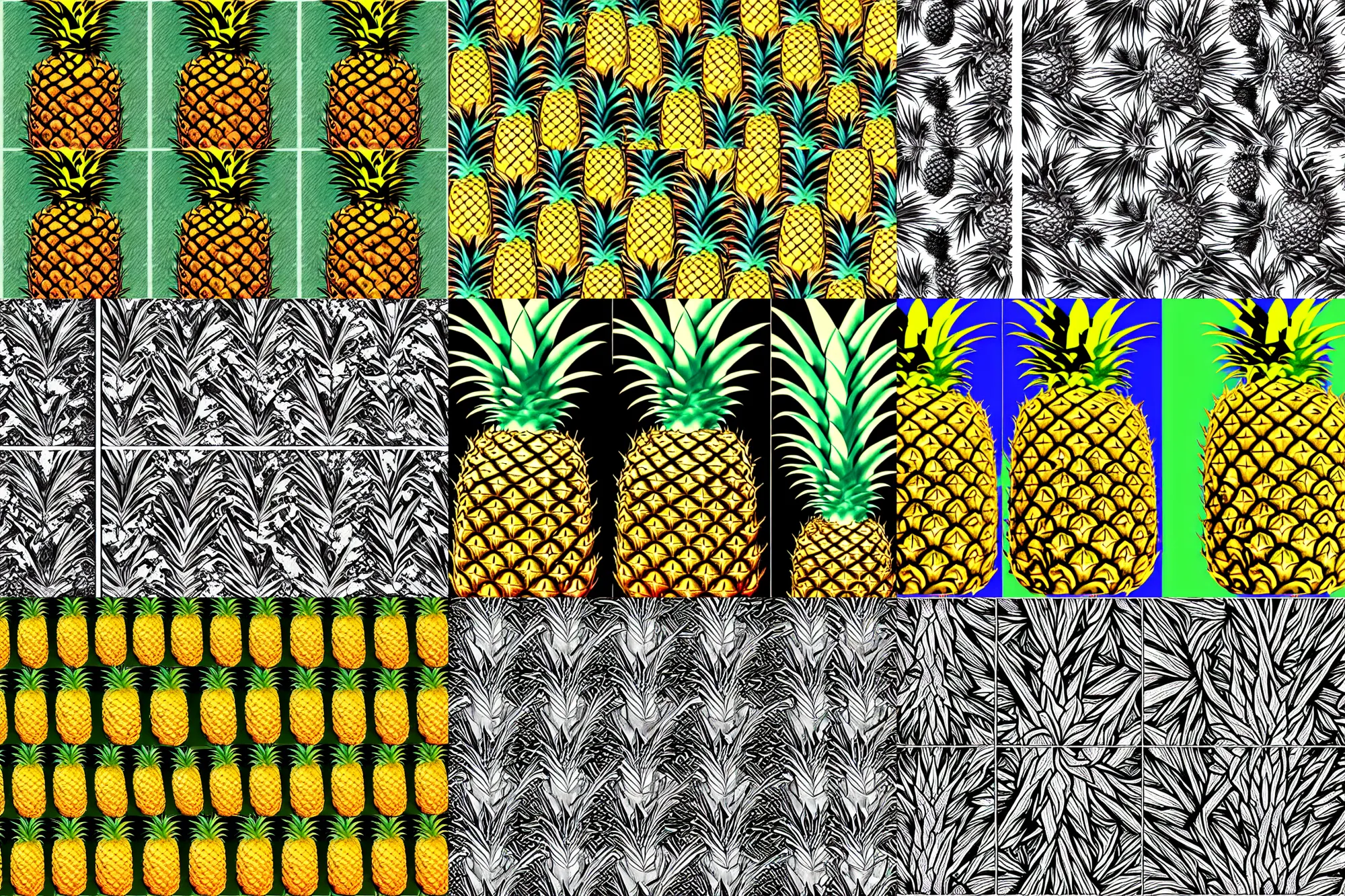 Prompt: pineapple, stereogram, side-by-side, digital artwork