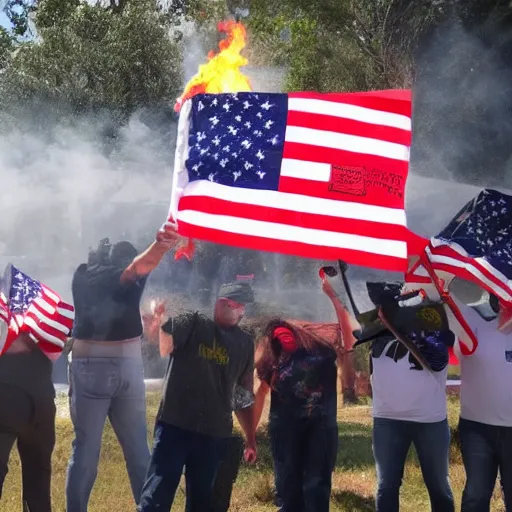 Image similar to burning maga flag,