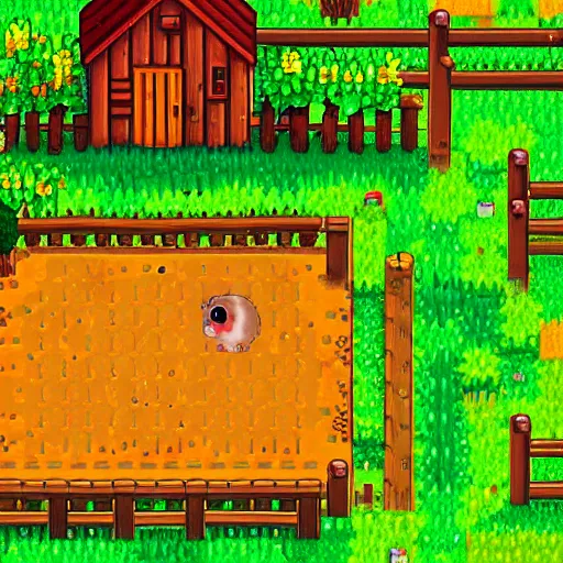 Image similar to a hamster in Stardew Valley