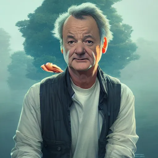 Prompt: bill murray, highly detailed vfx portrait, unreal engine, greg rutkowski, loish, rhads, caspar david friedrich, makoto shinkai and lois van baarle, ilya kuvshinov, rossdraws, elegent, tom bagshaw, alphonse mucha, global illumination, detailed and intricate environment.