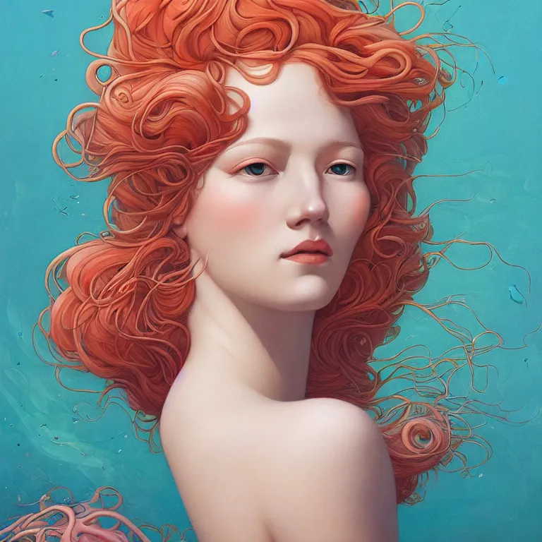 Image similar to woman with coral reef hair portrait soft light painted by james jean and moebius and erik jones, inspired by mary jane ansell, smooth face feature, intricate oil painting, high detail illustration, sharp high detail