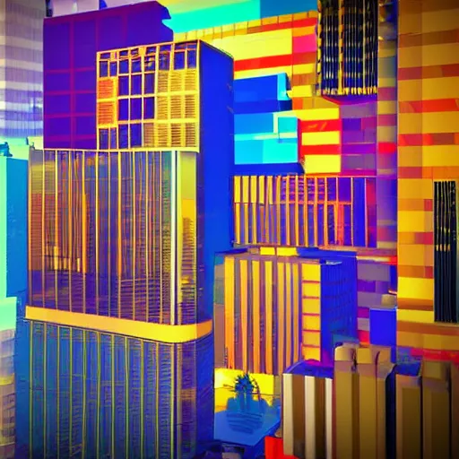 Prompt: new york city building abstract geometric colorful!!! render