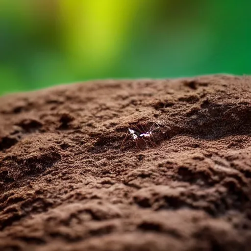 Prompt: a tiny world made of mud, there is a bug crawling along, ambient light, beautiful photography