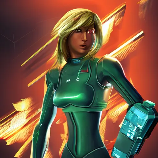 Prompt: samus in gta v, cover art by stephen bliss, artstation, no text