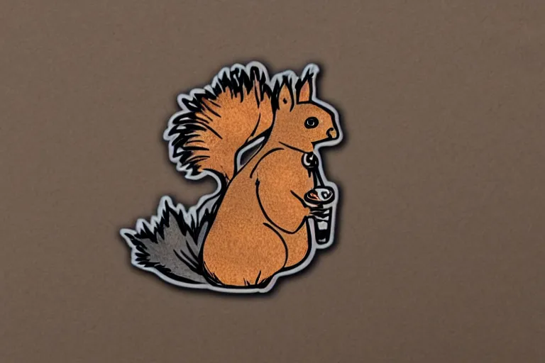 Image similar to a die cut sticker of a squirrel dressed as a pimp