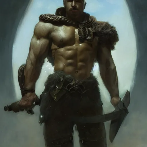 Prompt: handsome portrait of a spartan guy bodybuilder posing, radiant light, caustics, war hero, dragon age inquisition, by gaston bussiere, bayard wu, greg rutkowski, giger, maxim verehin