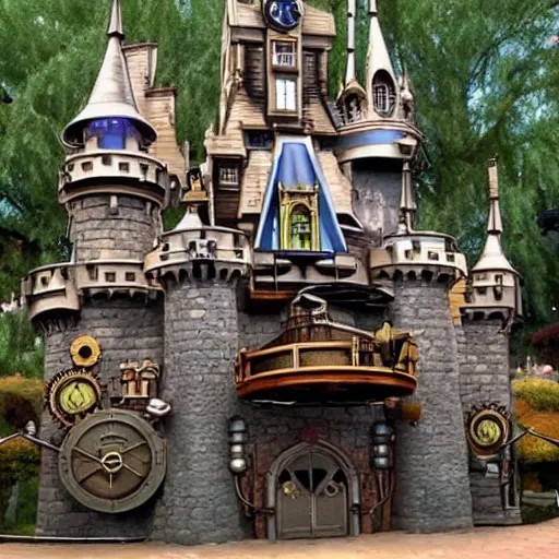 Prompt: steampunk disney castle