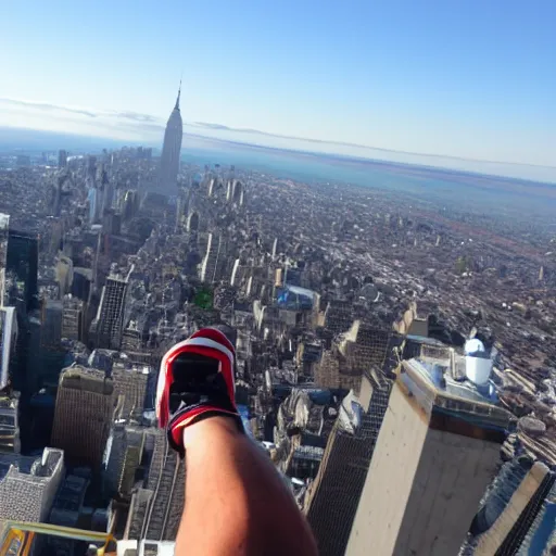 Prompt: large man climbing up empire state building 9