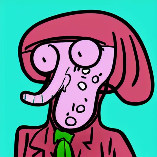 Image similar to don cryptonium as handsome squidward, pop art style, vivid colors, detailed portrait