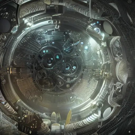 Image similar to a beautiful intricate fine art close-up photo of a sci-fi industrial sound plasma cutter machine, Montserrat leaves by tom bagshaw and zach sutton, golden ratio composition, studio lighting, 50mm lens, very detailed, bionic, cybernetic scifi, deep depth of field, artstation, 8K, highly coherent