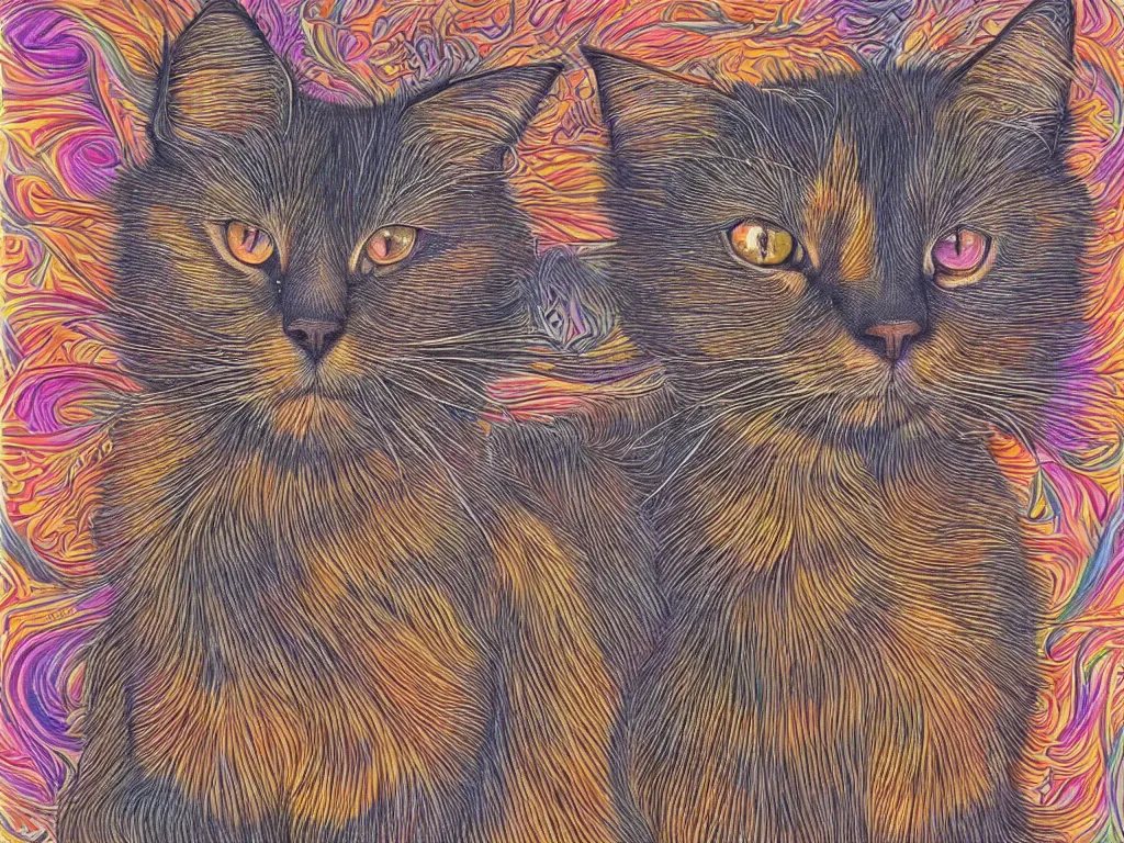 Prompt: a Somali cat peinted by Alex Grey