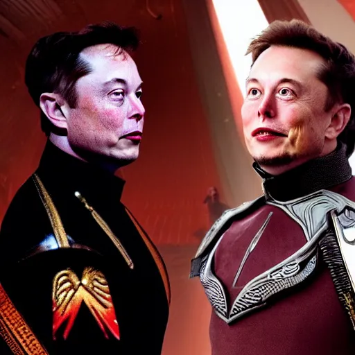 Image similar to Elon Musk as Emperor Shaddam IV, in Dune