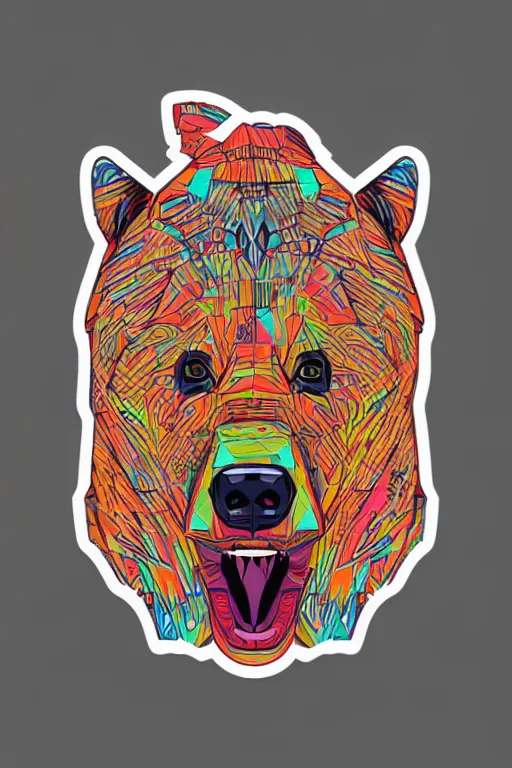 Image similar to portrait of a war bear, art by kiko rodriguez, sticker, colorful, illustration, highly detailed, simple, smooth and clean vector curves, no jagged lines, vector art, smooth