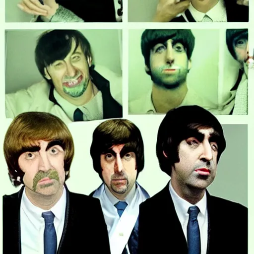 Prompt: nic cage superimposed into a photo as the fifth beatle