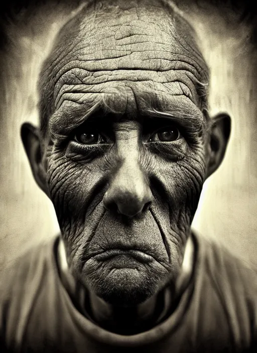 Image similar to handsome anthropomorphic mangle by lee jeffries, gelatin silver process