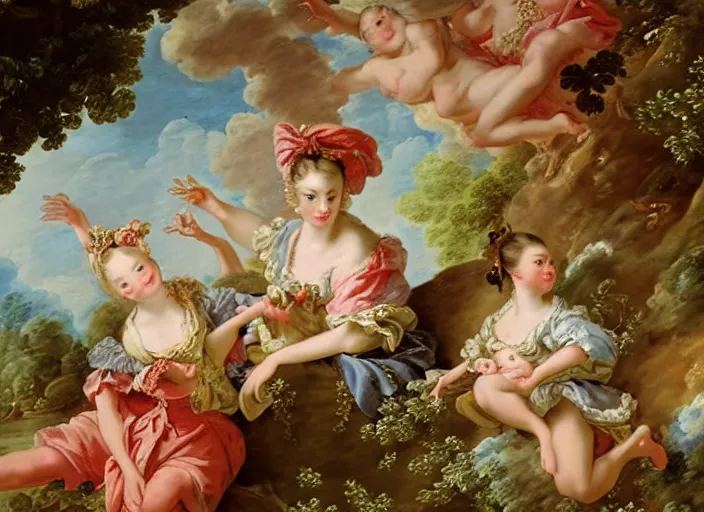 Image similar to rococo painting François Boucher high detail fancy cake