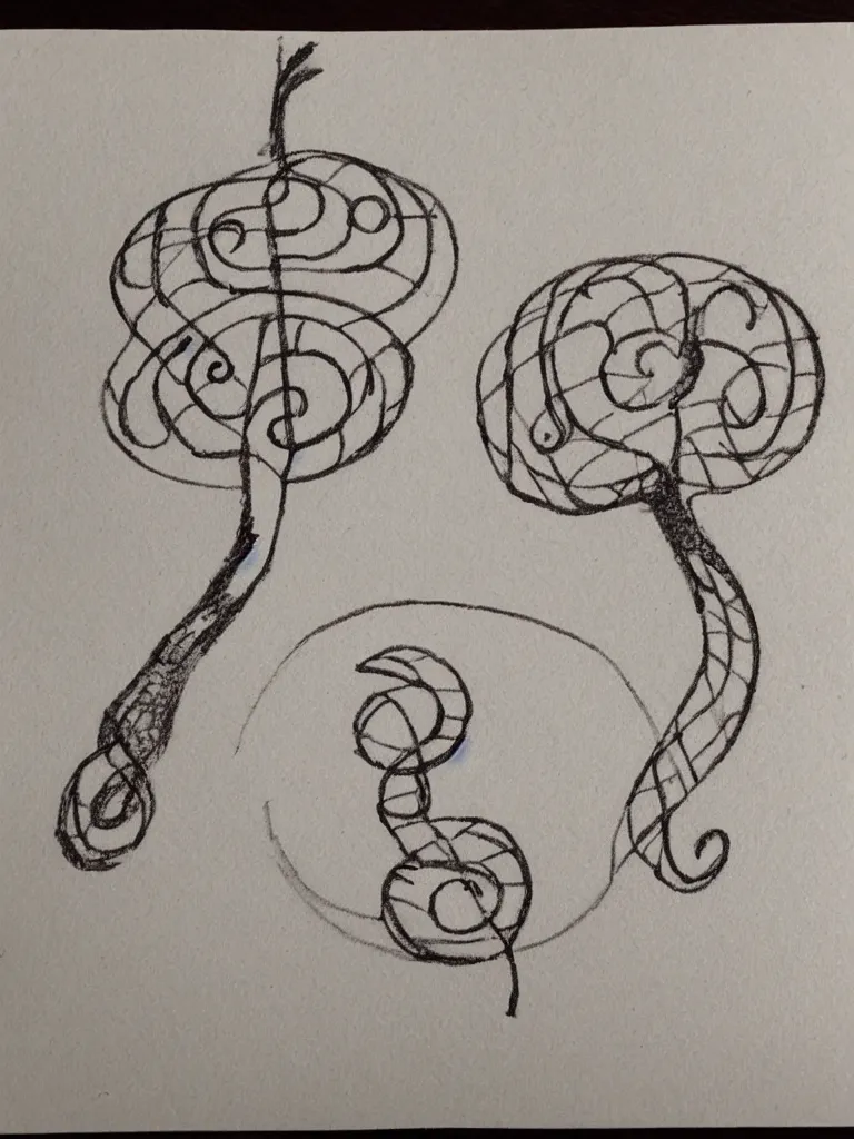 Image similar to a sketch of an acorn that turns into a tree in the shape of a treble clef with a gradient line in the middle, single line drawing