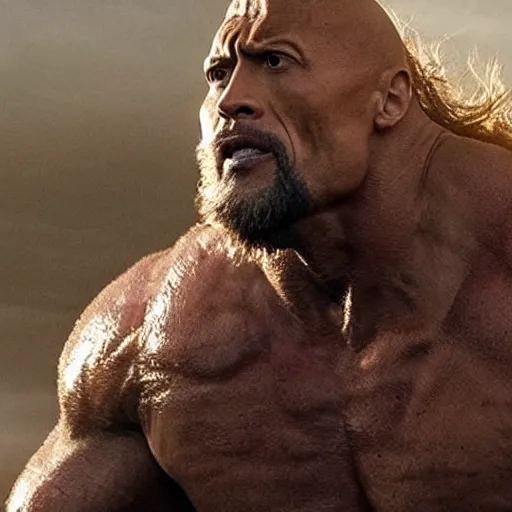 Prompt: dwayne johnson cast as the thing in mcu movie