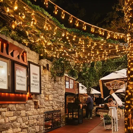 Prompt: professional photograph of a cozy little nature - themed coffee shop with fairy lights, high quality, hd, highly detailed, award - winning, awe - inspiring, 4 k, 8 k,