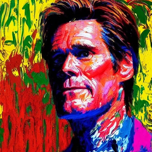 Prompt: jim carrey by leroy neiman, intricate, ultra detailed painting, atmospheric lighting, golden hour