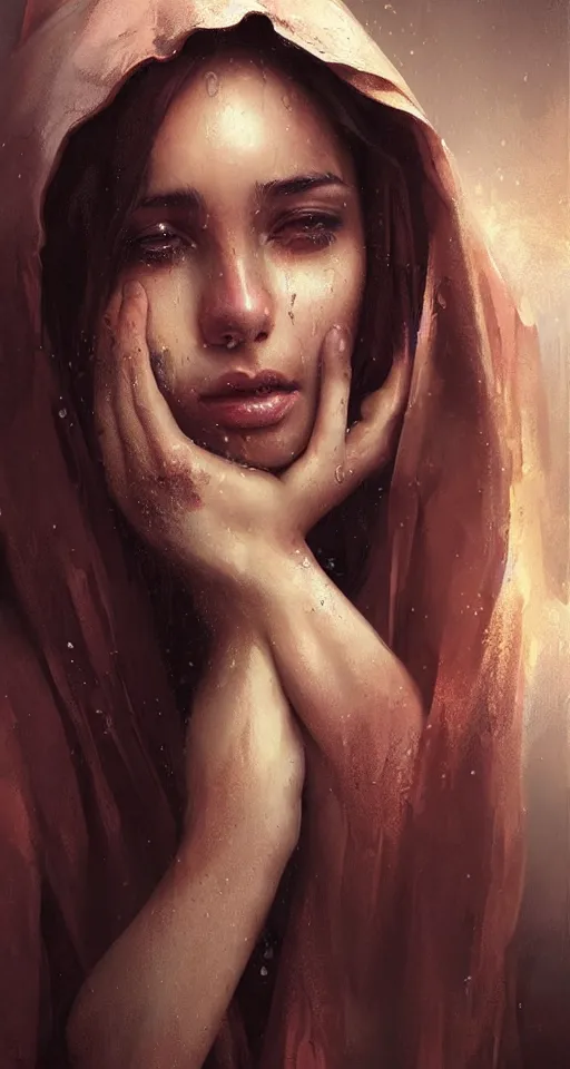 Image similar to The most beautiful arabian girl in the world crying water, portrait ,digital art,ultra realistic,ultra detailed, ultra wide Lens, art by greg rutkowski