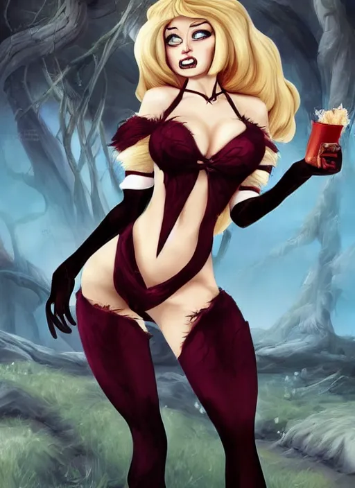 Prompt: elvia as a vampire sabertoothed-cat-girl with hair and clothes made of living tar, femme fatale, villainess, digital painting by Don Bluth, Olivia, J. Scott Campbell, good girl art, artstation trending, artgerm