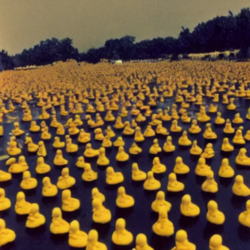Image similar to a thousand burning rubber ducks, 1964 photo