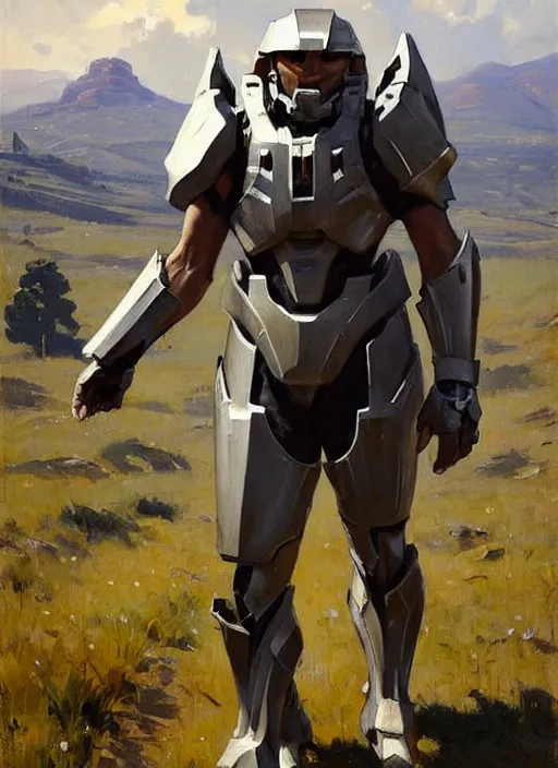 Prompt: Greg Manchess painting of a Corgian wearing Forerunner Armor from Halo, countryside, calm, fantasy character portrait, dynamic pose, above view, sunny day, artwork by Jeremy Lipkin and Giuseppe Dangelico Pino and Michael Garmash and Rob Rey, very coherent asymmetrical artwork, sharp edges, perfect face, simple form, 100mm