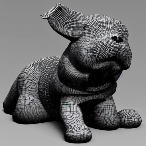 Image similar to detailed 3 d mesh of a dog, modeling space zbrush