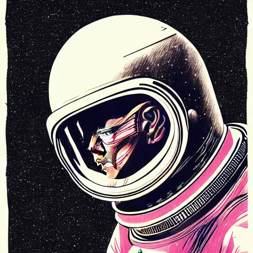 Image similar to graphic illustration, creative design, astronaut, biopunk, francis bacon, highly detailed, hunter s thompson, concept art