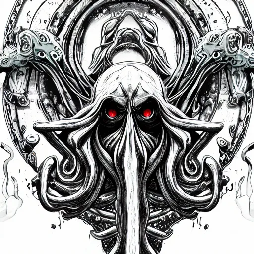 Image similar to 4 k colored headshot of godlike cthulhu with defined arms and open hands and bloody clothes with giant mandala wings, intricate face, flawless anime cel animation by kentaro miura, psychedelic, highly detailed upper body, professionally post - processed, beautiful, scary, symmetry accurate features, epic, octane rendered, anime masterpiece, accurate