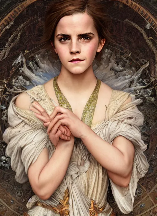 Prompt: Emma Watson as Driada, detailed photograph intricate insanely detailed octane render, 8k artistic photography, photorealistic, full body shot, cute, fantasy, intricate, elegant, highly detailed, digital painting, 4k, HDR, concept art, smooth, sharp focus, illustration, art by alphonse mucha,artgerm, H R Giger