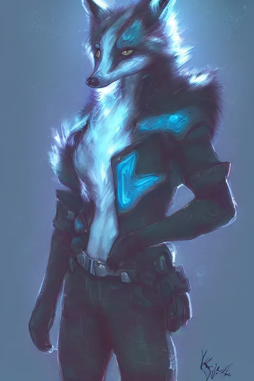 Image similar to a fox fursona, trending on artstation, by kawacy, furry art, digital art, cyberpunk, high quality, backlighting