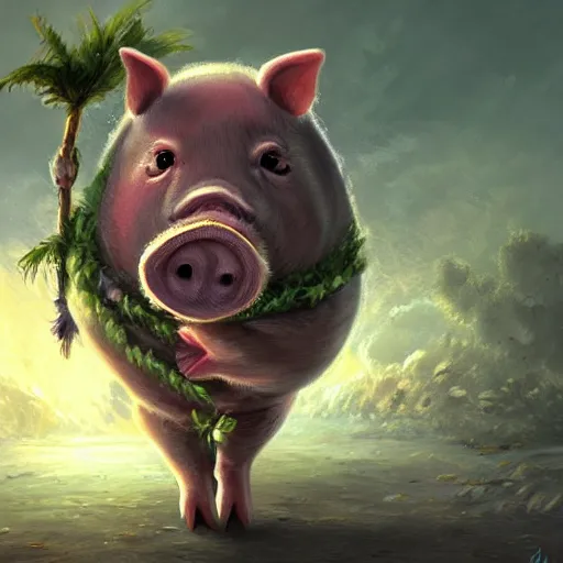 Image similar to cute pig, fantasy art, concept art, computer art, high detail, 4 k,