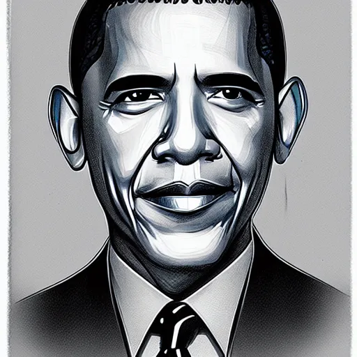 Prompt: Portrait of Obama, sketched by Rafael Albuquerque