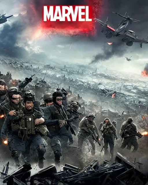 Prompt: world war 3, by Marvel Studios, cinematic movie poster, matte painting,