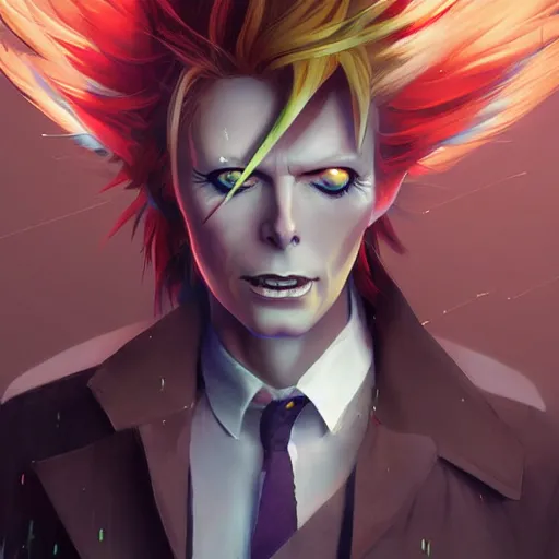 Image similar to An anime portrait of David Bowie, by Stanley Artgerm Lau, WLOP, Rossdraws, James Jean, Andrei Riabovitchev, Marc Simonetti, and Sakimichan, tranding on artstation