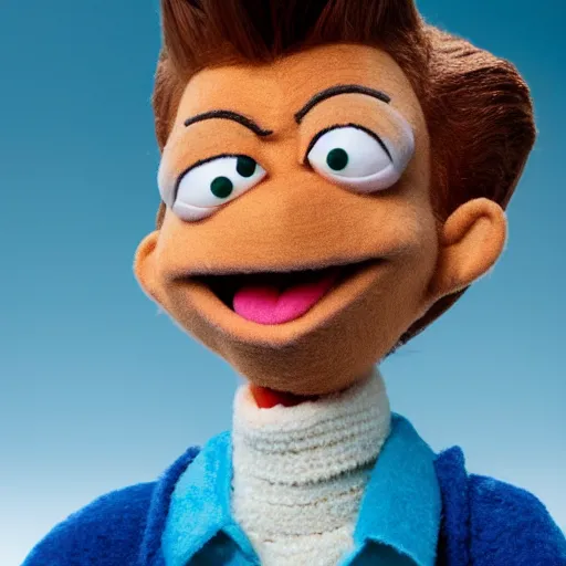 Prompt: jimmy neutron as a muppet. highly detailed felt. hyper real photo. 4 k.