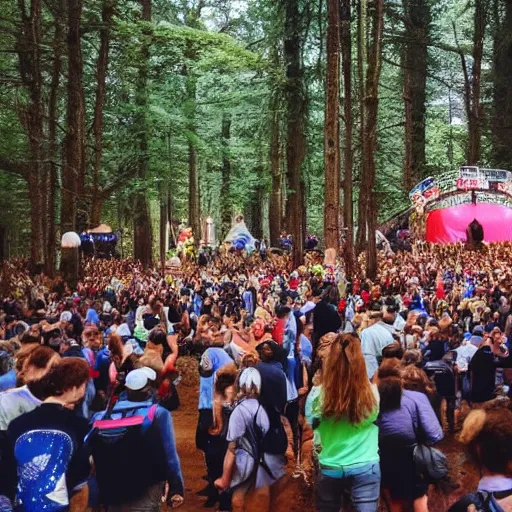 Prompt: a festival in the woods full of memes