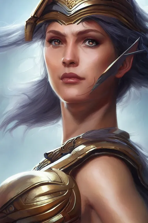 Image similar to amazon valkyrie athena, d & d, fantasy, portrait, highly detailed, headshot, digital painting, trending on artstation, concept art, sharp focus, illustration, art by artgerm and greg rutkowski and magali villeneuve