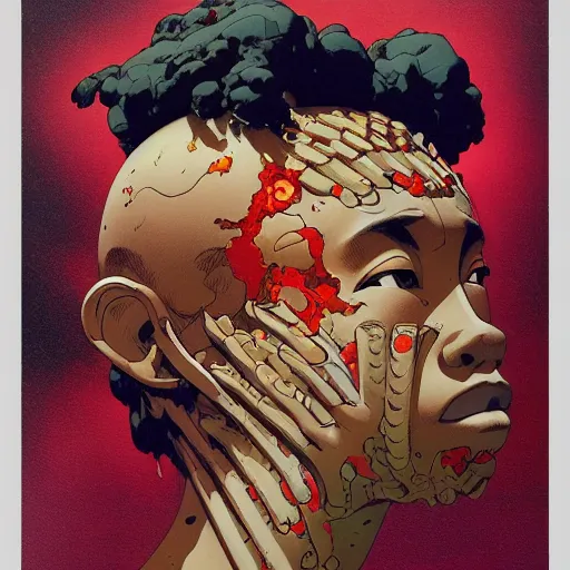 Image similar to citizen portrait soft light painted by james jean and katsuhiro otomo and erik jones, inspired by african tribal seven samurai, smooth face feature, intricate oil painting, high detail illustration, sharp high detail, manga and anime 1 9 9 9