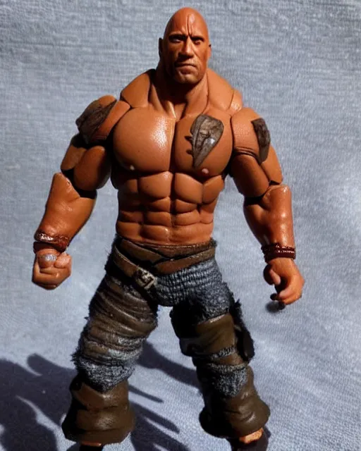 Image similar to dwayne johnson action figure. dnd, high fantasy. royo, artgem, wlop