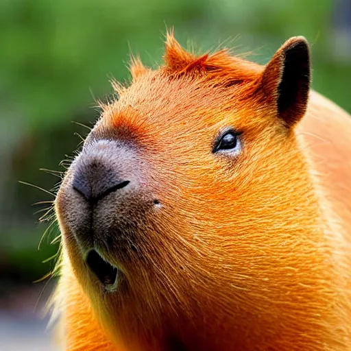 Prompt: A capybara with orange on head